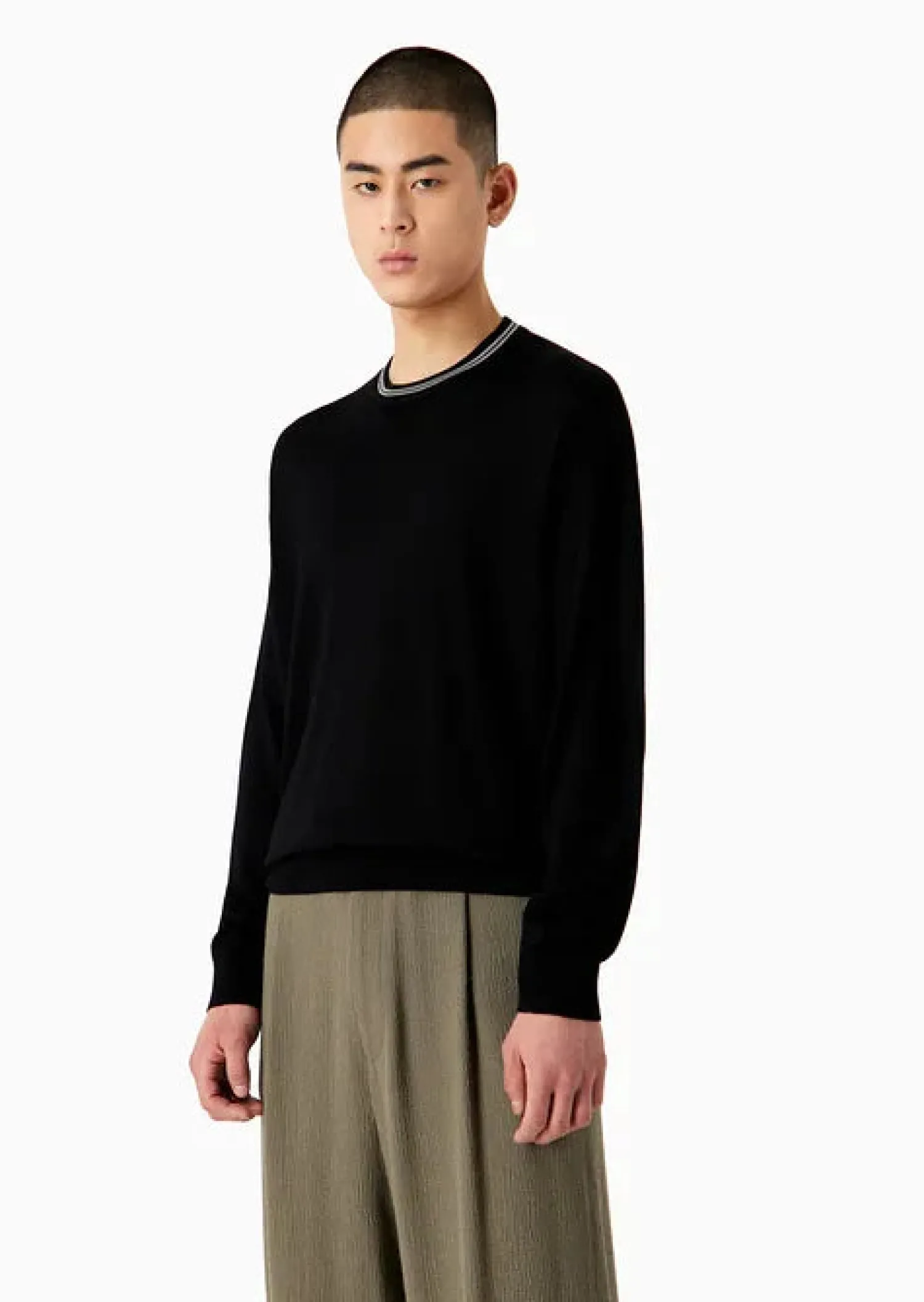 Hot Maglione in Lana Rasata con Logo / Uomo Maglieria