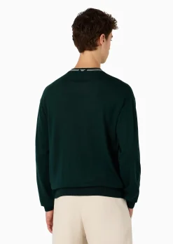 Discount Maglione in Lana Rasata con Logo / Uomo Maglieria
