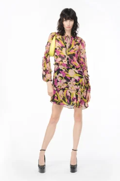 Hot Mini Abito con Stampa Iris / Donna Abiti