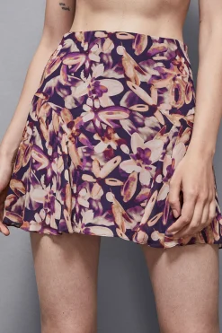 Hot Minigonna con Zip in Georgette Fantasia / Donna Gonne