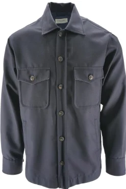 Outlet Overshirt in Lana / Blu Uomo Camicie