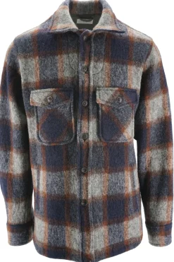 Clearance Overshirt in Lana con Fantasia / Blu Uomo Camicie