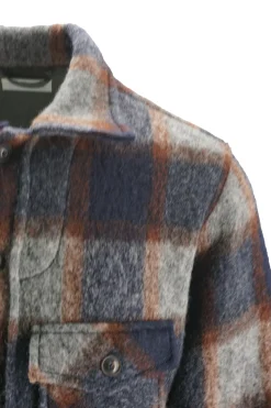 Clearance Overshirt in Lana con Fantasia / Blu Uomo Camicie