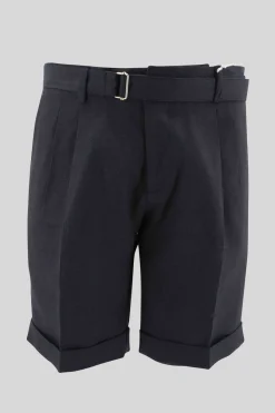 Hot Pantaloncino in Lino con Cintura / Nero Uomo Pantaloncini