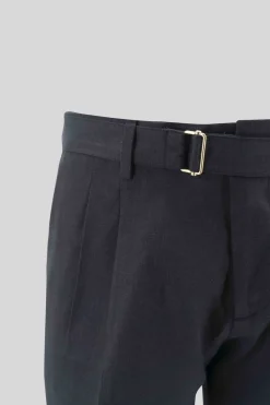 Hot Pantaloncino in Lino con Cintura / Nero Uomo Pantaloncini