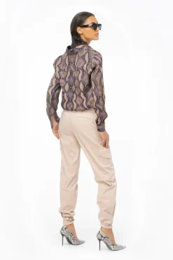 Clearance Pantalone Cargo in Raso Stretch / Donna Pantaloni