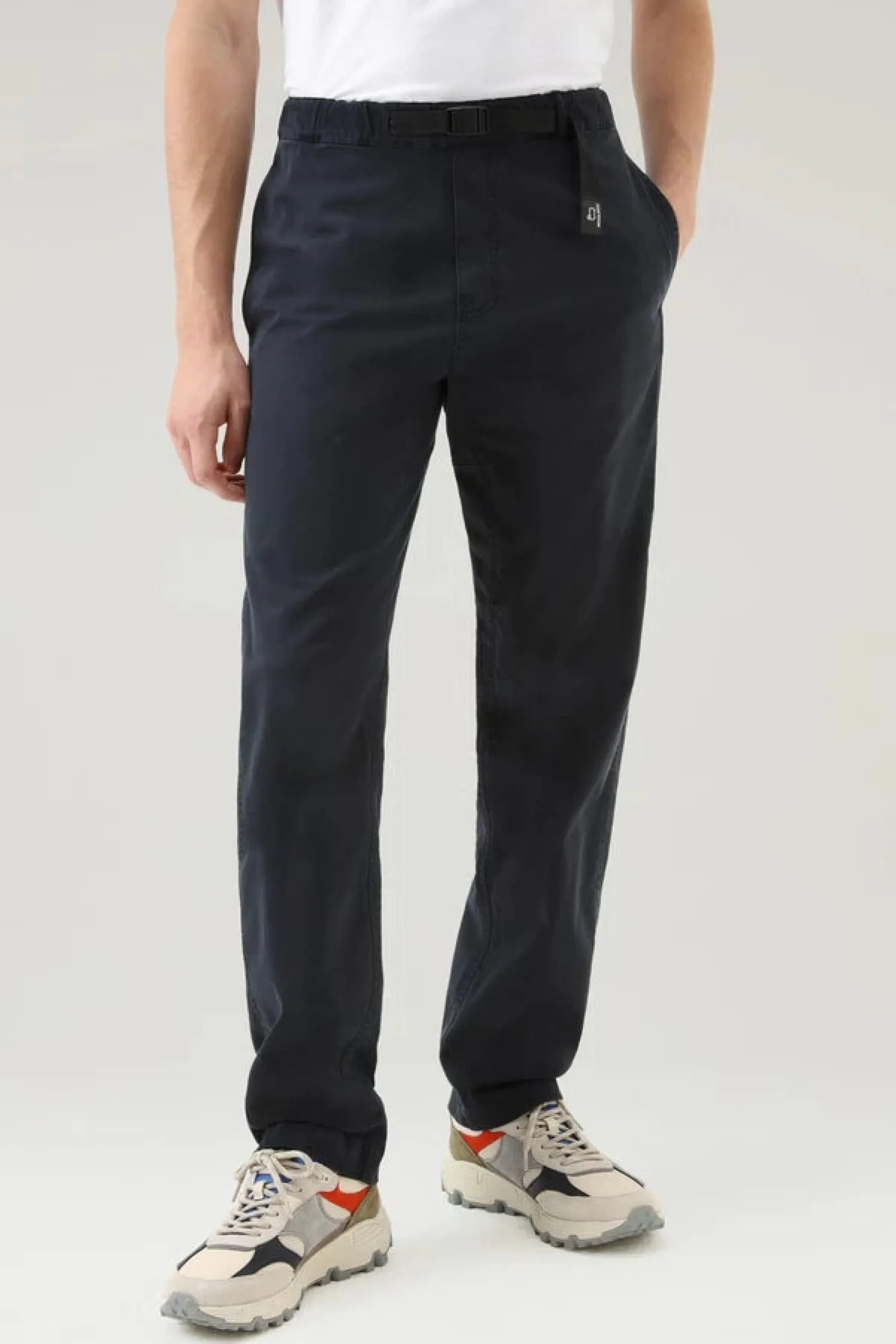 Sale Pantalone Chino in Cotone con Cintura in Nylon / Uomo Pantaloni