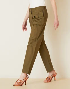 New Pantalone con Pinces in Cotone / Donna Pantaloni