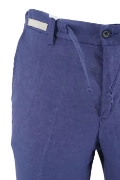 New Pantalone Effetto Lino con Coulisse / Bluette Uomo Pantaloni