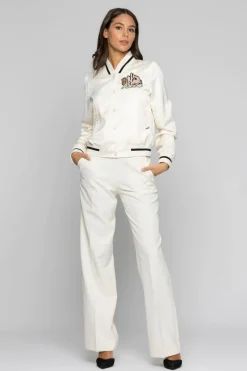 Discount Pantalone Elegante a Vita Alta / Bianco Donna Pantaloni