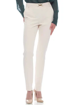 Pantalone Elegante con Cintura e Fibbia / Beige Donna Pantaloni