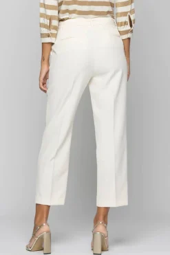 Online Pantalone Elegante con Pieghe e Cintura / Bianco Donna Pantaloni