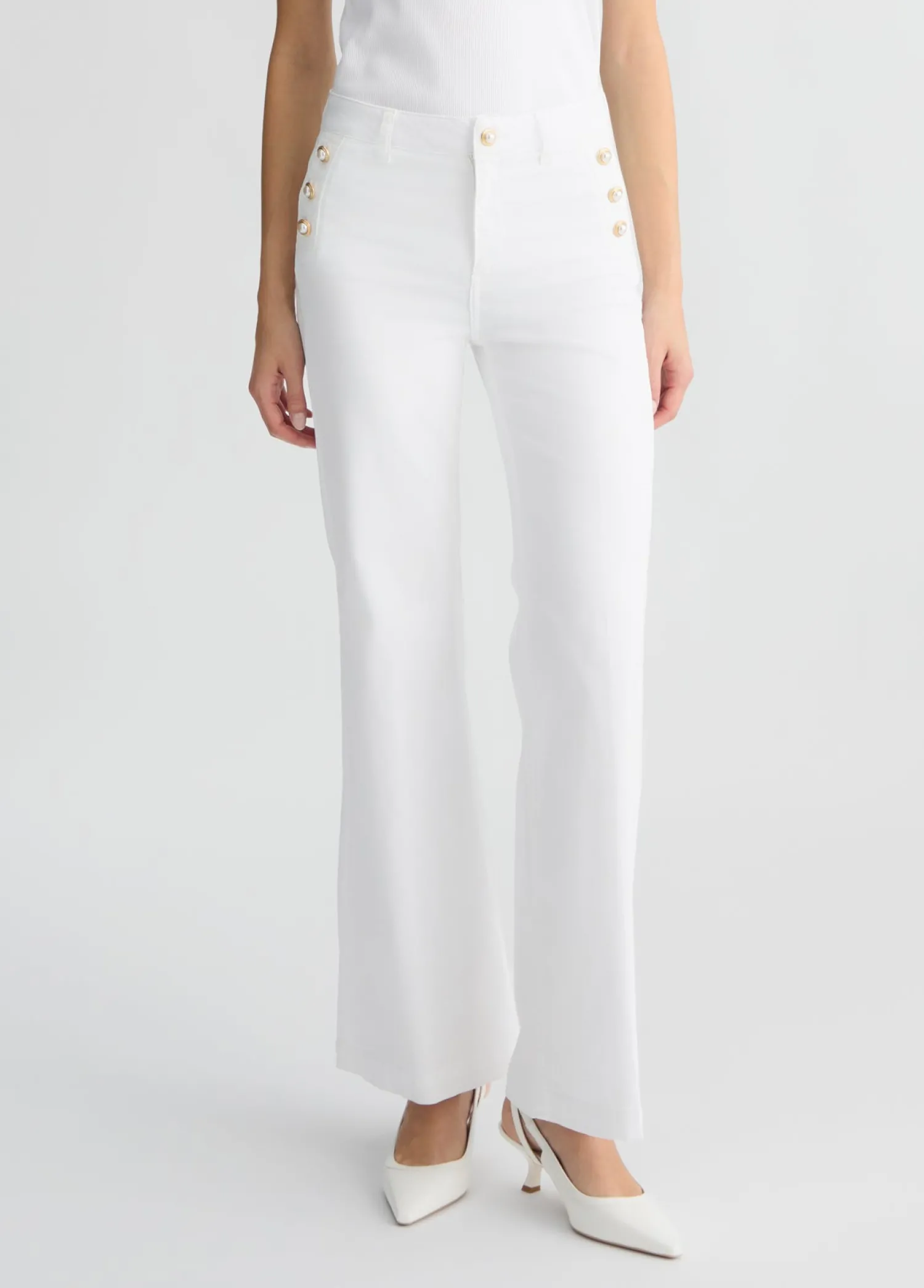 Discount Pantalone Flare con Bottoni / Donna Pantaloni