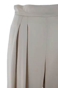 Outlet Pantalone Fluido in Satin / Beige Donna Pantaloni