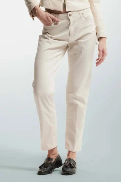 Online Pantalone in Cotone / Beige Donna Pantaloni