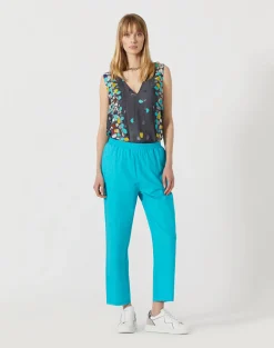 Clearance Pantalone in Cotone con Elastico in Vita / Donna Pantaloni