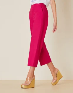 Pantalone in Cotone con Mezzo Elastico in Vita / Fucsia Donna Pantaloni