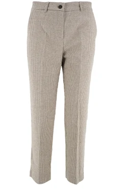 Hot Pantalone in Lana con Fantasia / Beige Donna Pantaloni|Denim