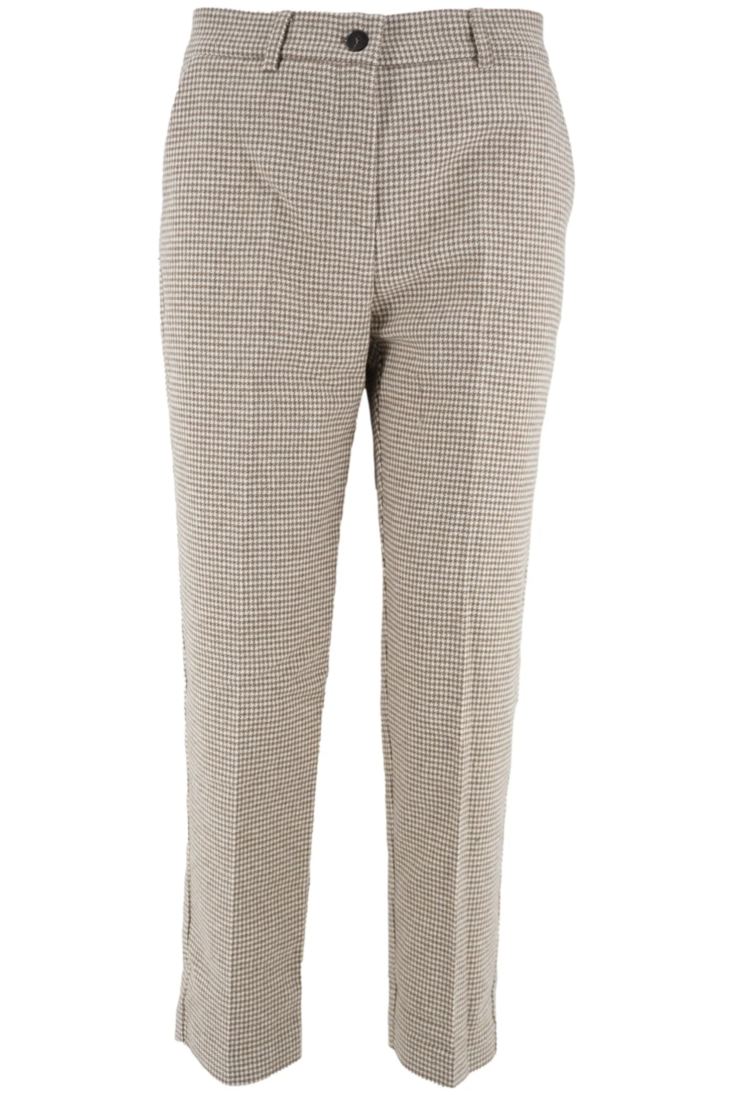 Hot Pantalone in Lana con Fantasia / Beige Donna Pantaloni|Denim