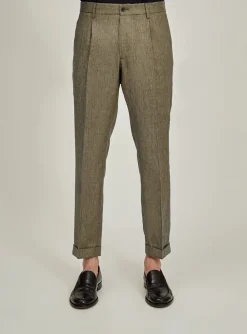 Clearance Pantalone in Lino / Beige Uomo Pantaloni