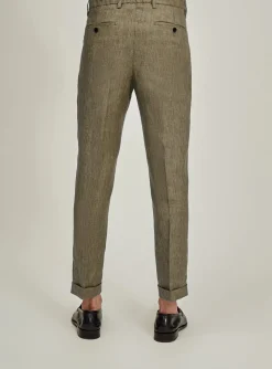 Clearance Pantalone in Lino / Beige Uomo Pantaloni