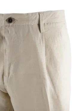 Discount Pantalone in Lino con Coulisse in Vita / Beige Uomo Pantaloni