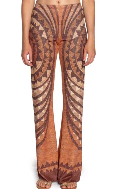 Hot Pantalone in Lycra con Fantasia / Arancione Donna Pantaloni
