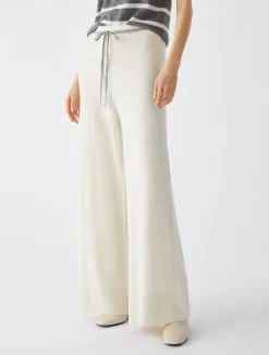 Hot Pantalone in Misto Lana e Cachemire / Bianco Donna Pantaloni