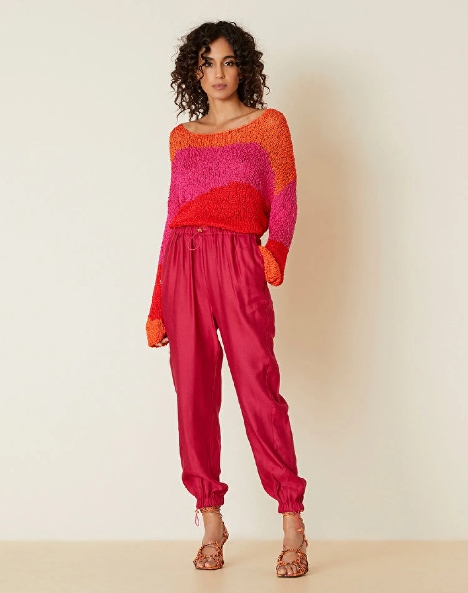 Hot Pantalone in Misto Lino / Fucsia Donna Pantaloni