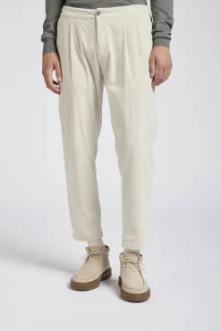 Pantalone in Velluto di Cotone / Bianco Uomo Pantaloni
