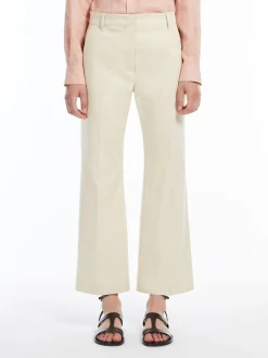 Outlet Pantalone Svasato in Gabardina / Bianco Donna Pantaloni