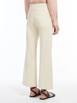 Outlet Pantalone Svasato in Gabardina / Bianco Donna Pantaloni