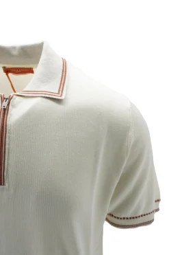 Online Polo in Cotone Giza con Zip / Uomo Polo