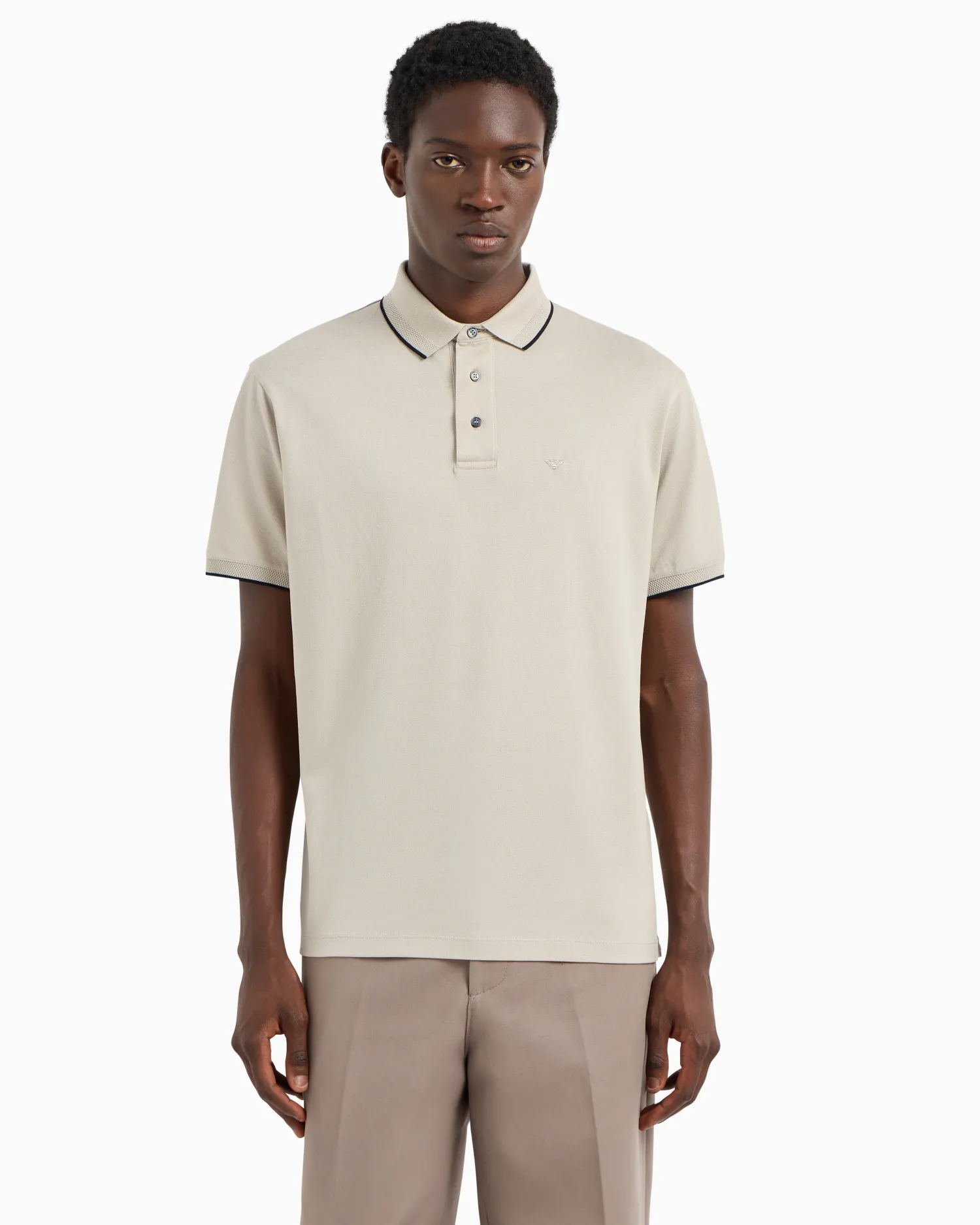 Discount Polo in Piquet Stretch con Ricamo / Uomo Polo