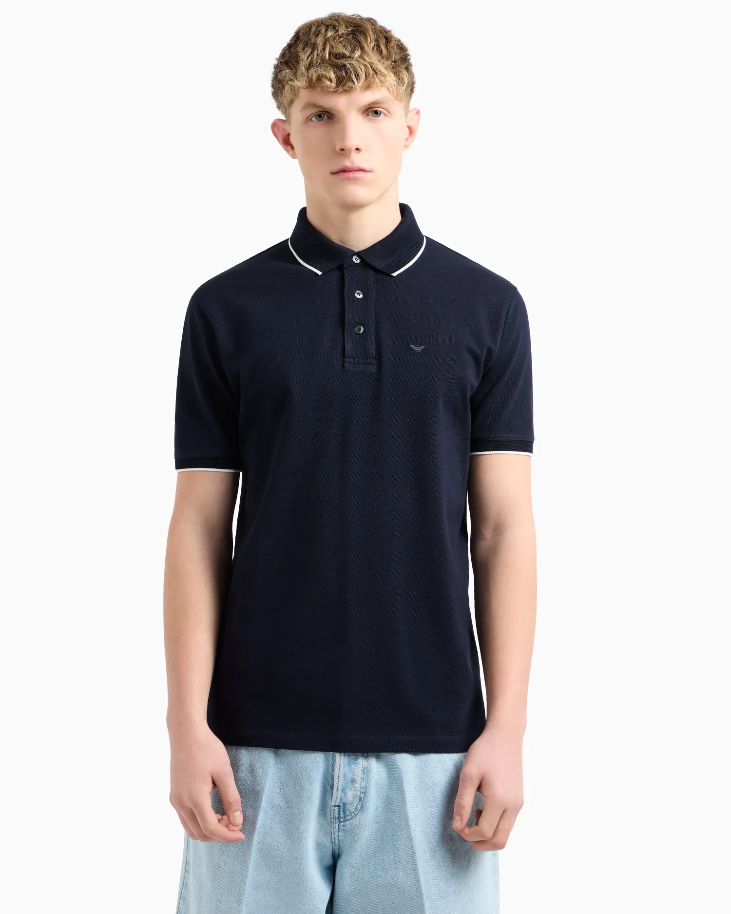 Outlet Polo in Piquet Stretch con Ricamo / Uomo Polo