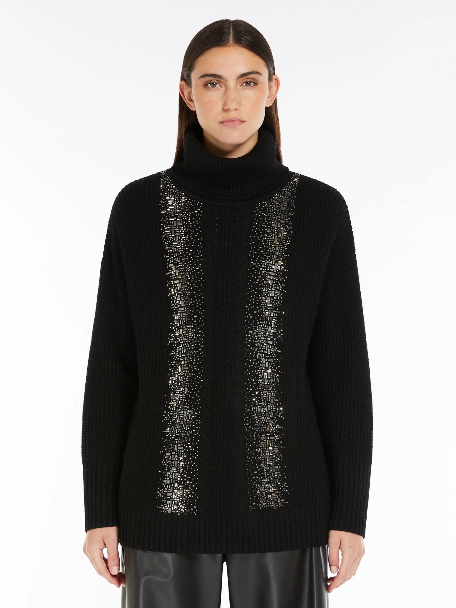 Best Pullover a Collo Alto in Lana a Coste / Donna Maglieria