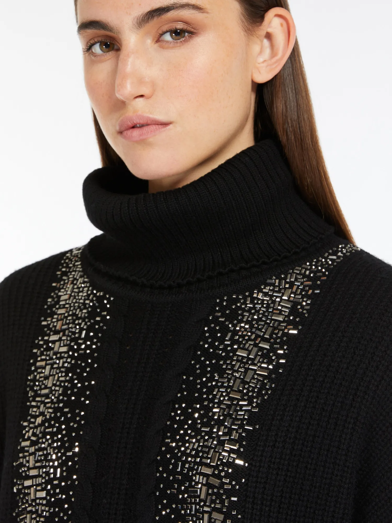 Best Pullover a Collo Alto in Lana a Coste / Donna Maglieria