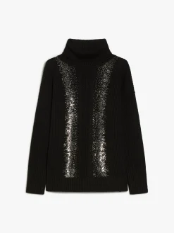 Best Pullover a Collo Alto in Lana a Coste / Donna Maglieria