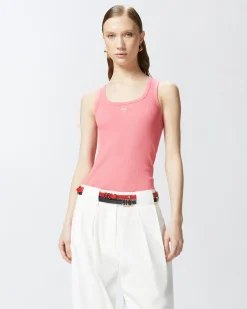 Clearance Top Canottiera a Costine con Logo / Donna Top