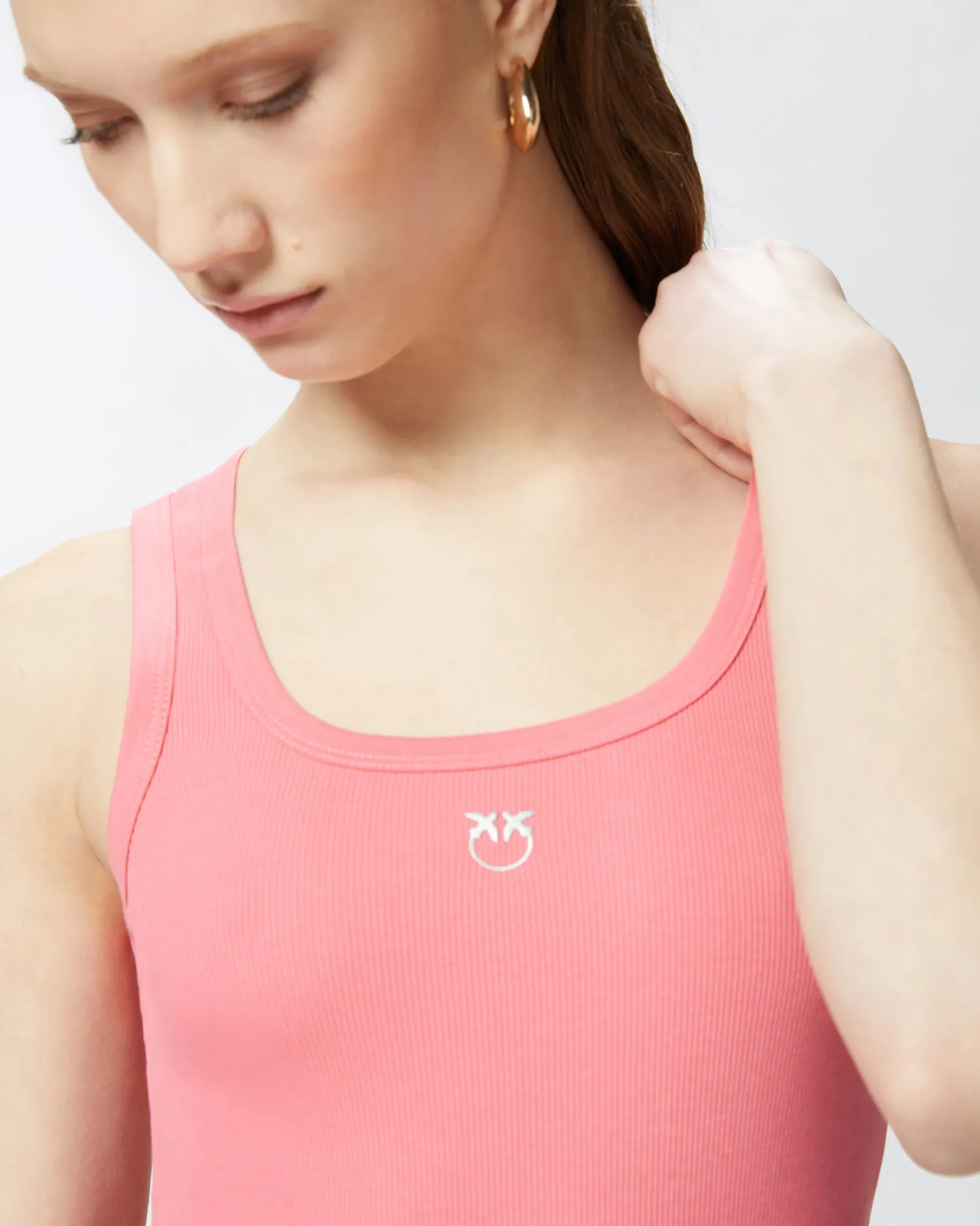 Clearance Top Canottiera a Costine con Logo / Donna Top