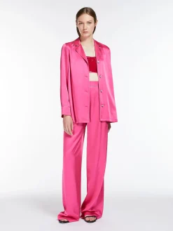 Sale Top Crop in Georgette con Paillette / Fucsia Donna Top