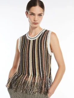 New Top in Lino con Frange / Donna Top