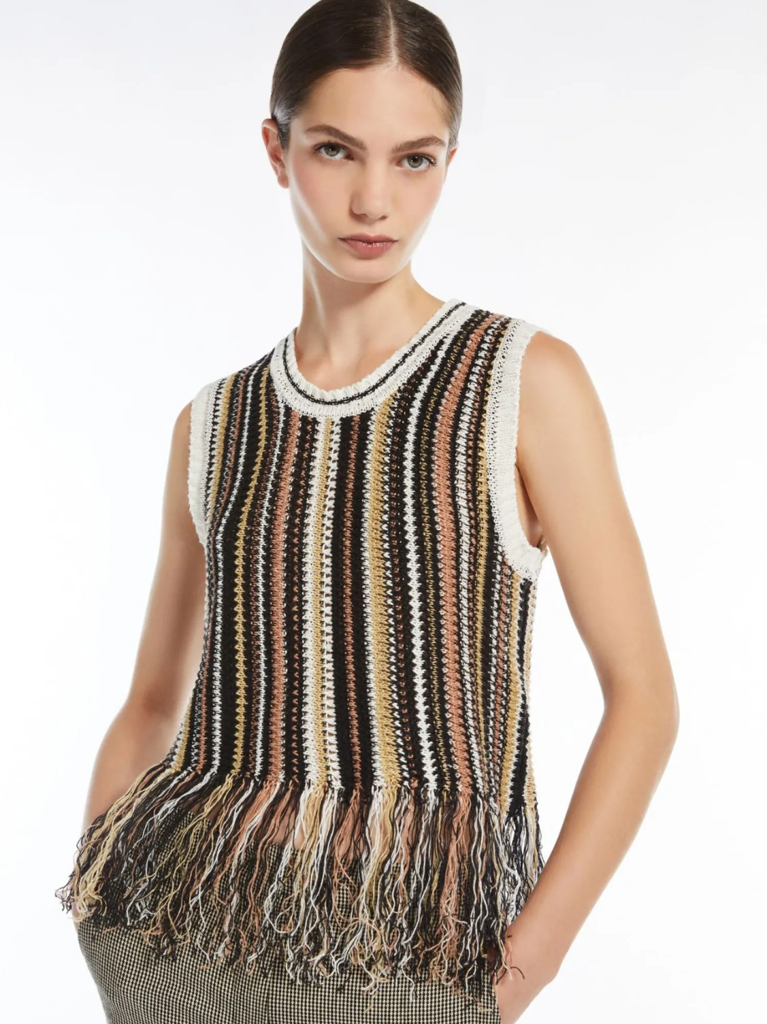 New Top in Lino con Frange / Donna Top