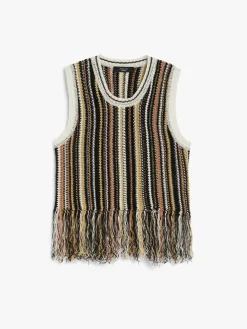 New Top in Lino con Frange / Donna Top