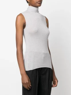Clearance Top Smanicato a Costine / Donna Maglieria