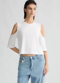 Discount T-Shirt con Perle e Strass / Donna T-shirt