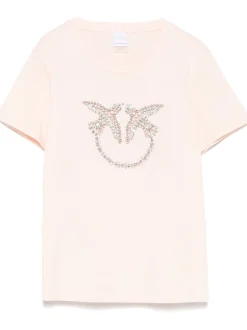 New T-Shirt con Ricamo Logo in Cristalli / Donna Felpe