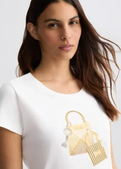 Clearance T-Shirt con Stampa e Strass / Donna T-shirt