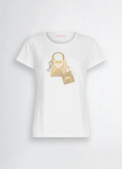 Clearance T-Shirt con Stampa e Strass / Donna T-shirt
