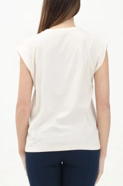 Online T-Shirt Crema con Logo Frontale / Donna T-shirt
